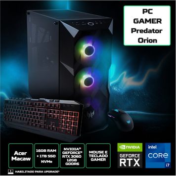 Desktop Gamer Predator Orion MC20 PO5-620-BR15 Intel Core i7 Linux 16GB 1TB SSD RTX 3060