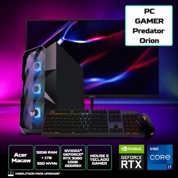 Desktop Gamer Predator Orion MC20 PO5-620-BR14 Intel Core i7 Linux 32GB 1TB SSD RTX 3080