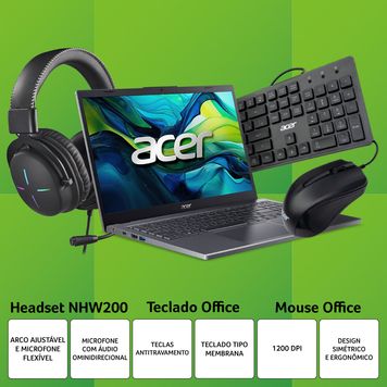 Kit Acer Notebook Aspire 15 + Teclado  + Mouse + Headset Nitro